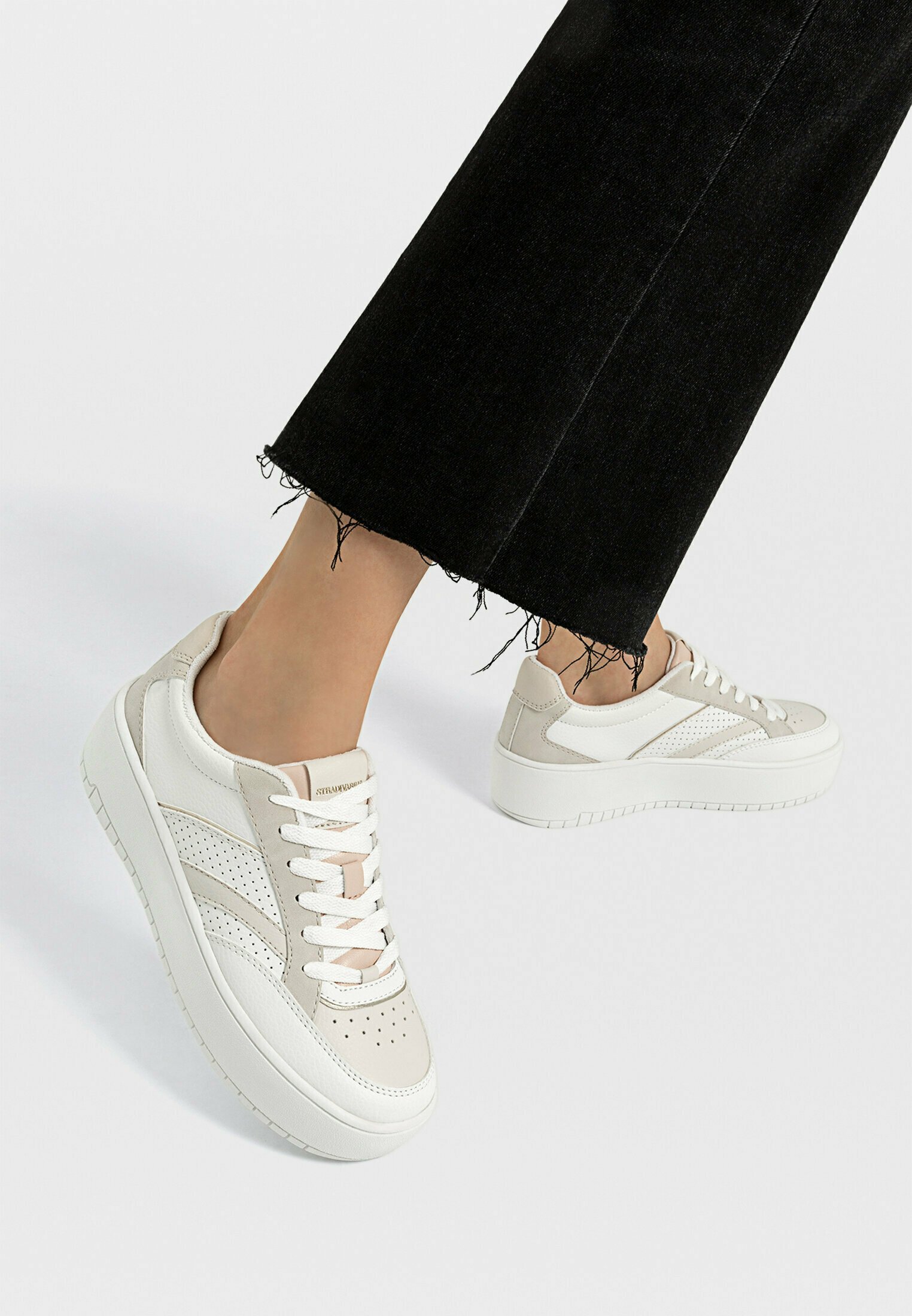 stradivarius white platform trainers