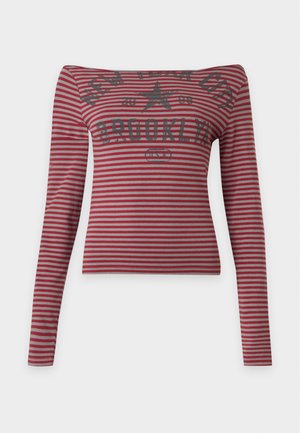 BDG Urban Outfitters, STRIPE SLASH NECK  - Μπλούζα με μακριά μανίκια - red