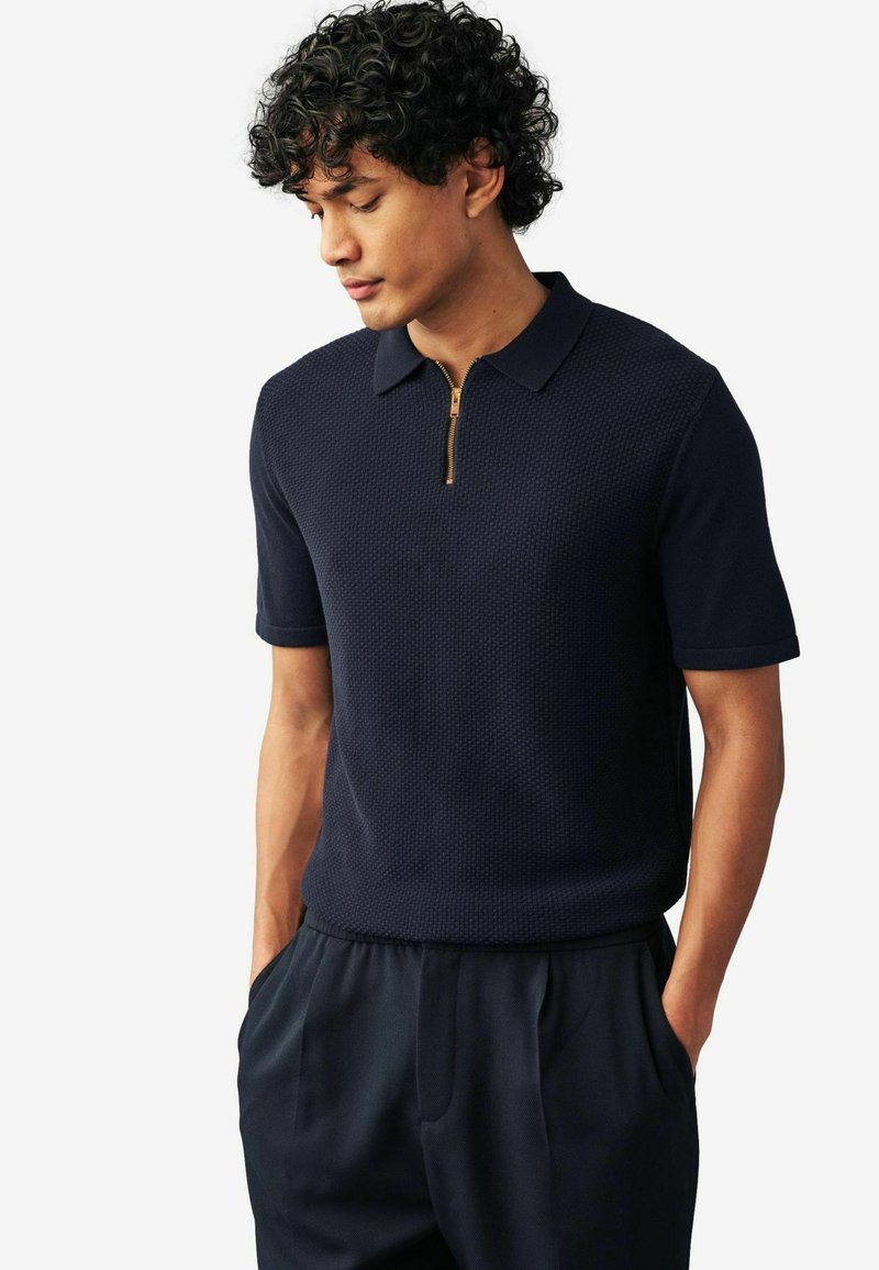 Next SHORT SLEEVE BUBBLE ZIP -REGULAR FIT - Piké - navy blue