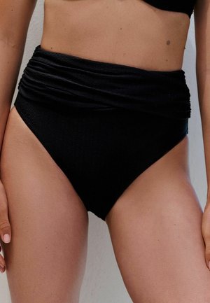 TEXTURED WRAP HIGH WAIST TUMMY CONTROL - Bikini alsók - black