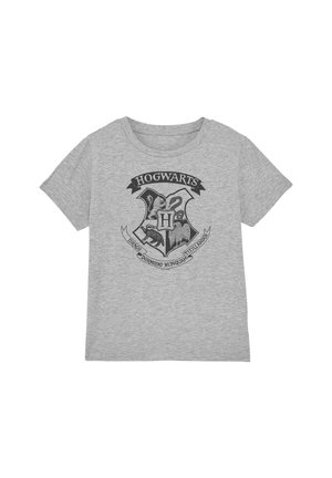 Cotton Soul, HARRY POTTER HOGWARTS ONE COLOR CREST UNISEX - T-Shirt print - mottled light grey