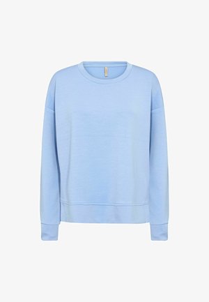 Lichtblauwe pullover sweatshirt met lange mouwen, ronde halslijn, ribgebreide boorden en een relaxte pasvorm. Gemaakt van zacht, textuurstof.