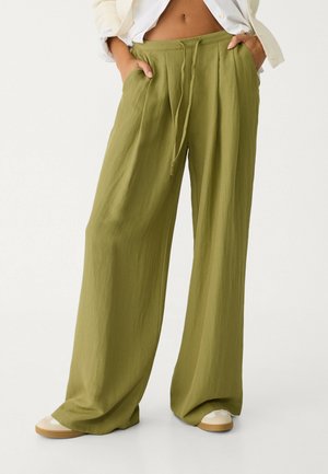 FLOWING TEXTURED WITH DARTS - Trousers - khaki