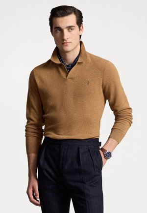 Polo Ralph Lauren WOOL JOHNNY COLLAR JUMPER - Jumper - latte brown heather