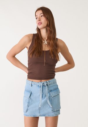 sukňa v tvare A - light blue denim