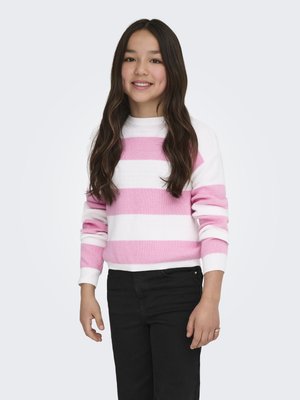 ONLY GIRLS KOGFRANCA SHORT STRIPE - Πουλόβερ - cloud dancer/romance rose