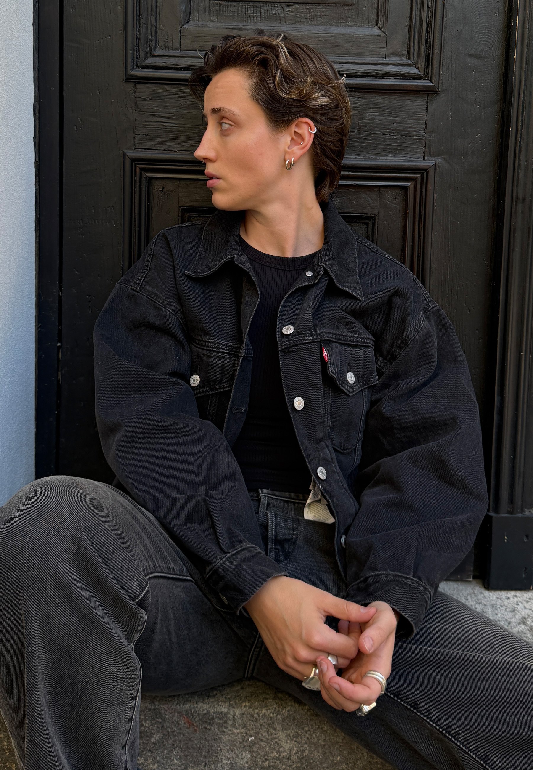 Levi's® 90S TRUCKER - Denim jacket - road less traveled/black
