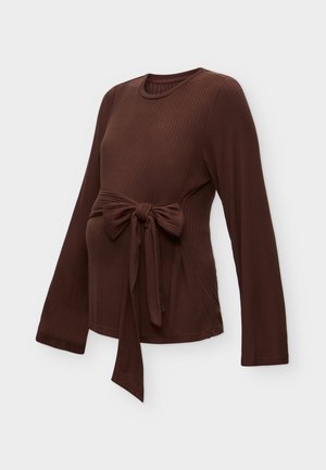 MAMALICIOUS, MLTRINITY WIDE BELT TOP - T-shirt à manches longues - brown stone