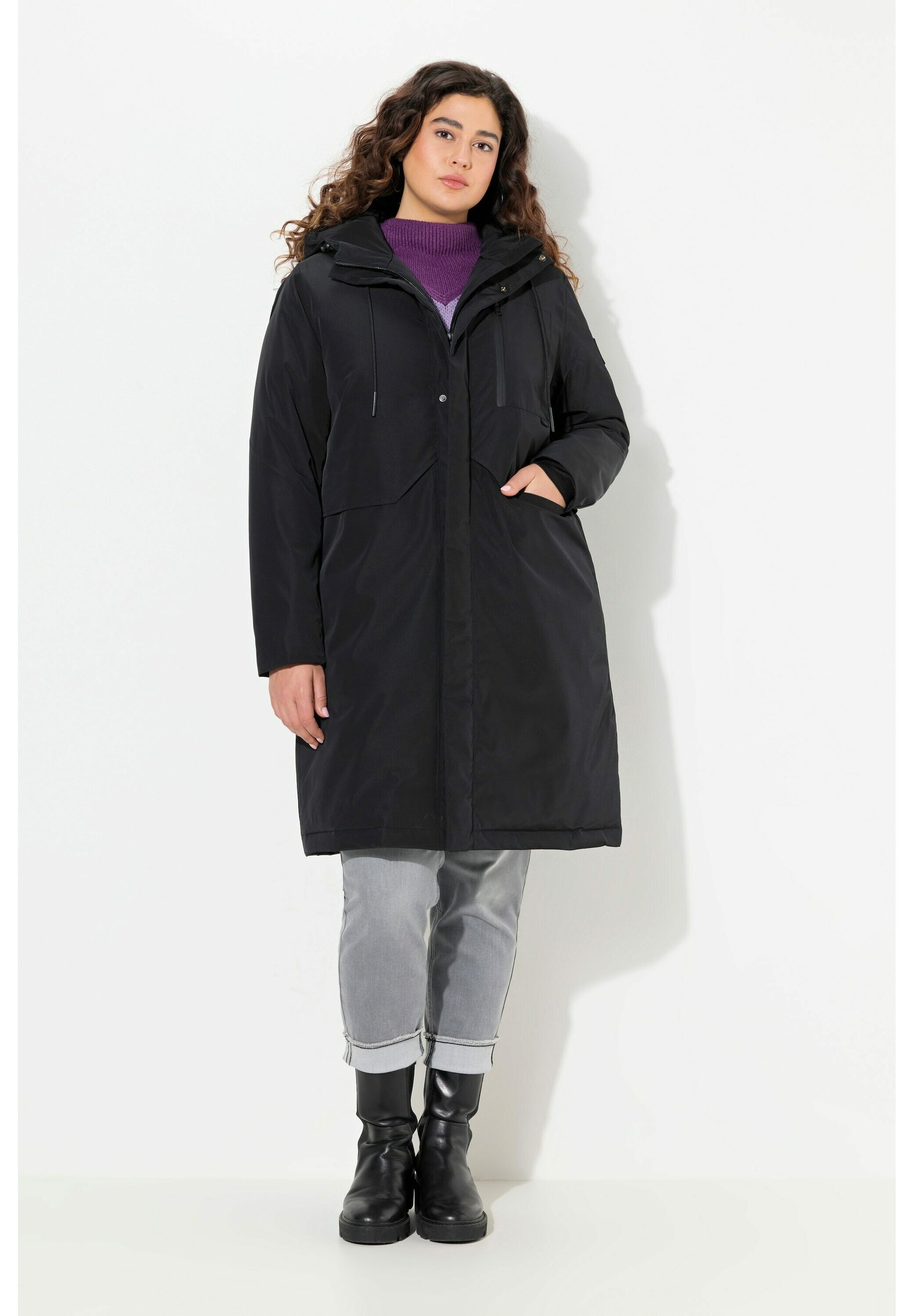 Produktbild von Ulla Popken Damen Parka Übergrößen – HYPRAR Wasserabweisender Stehkragen-Parka Mit Kapuze