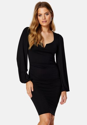 Bubbleroom SQUARE V-NECK PUFF SLEEVE SHORT DRESS - Sukienka etui - black