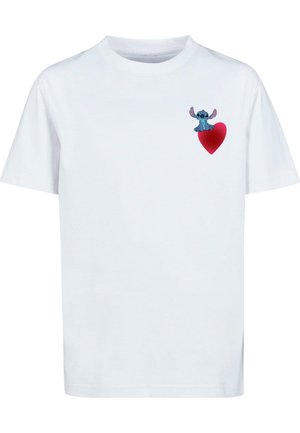 LILO AND STITCH - SITTING ON HEART - Print T-shirt - white