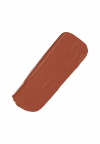 Matte terracotta färgprov, rektangulär form, slät yta, med vissa glansiga områden. Varm, jordig färg med svag lyster.
