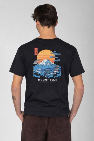 MOUNT FUJI UNISEX - Nyomott mintás póló - black