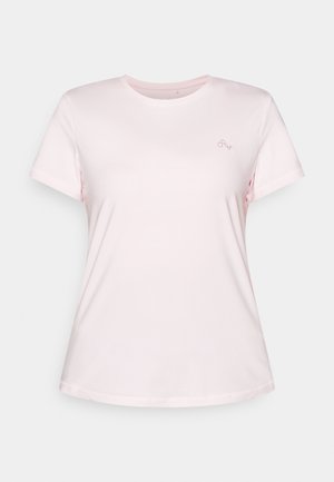 Light pink short-sleeve t-shirt with a round neck, featuring a small logo on the left chest. Made of smooth, soft fabric.