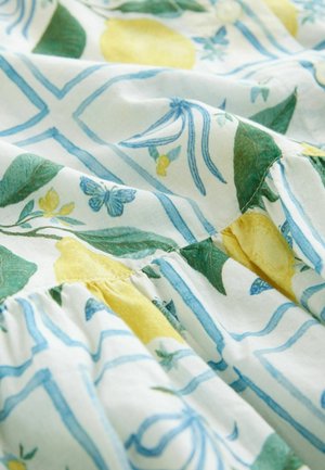 Next SHORT SLEEVE DROP WAIST - Abito a camicia - white lemon and blue check print