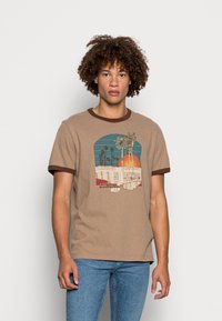 Nudie Jeans ROY - T-shirt estampada - brown melange