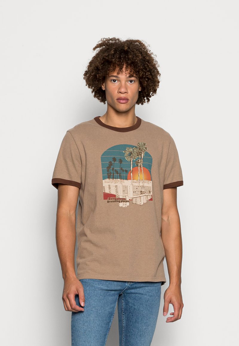 Nudie Jeans ROY - T-shirt estampada - brown melange