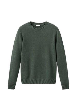 Maglione verde a maglia con scollo rotondo, maniche lunghe e polsini e fondo a costine. Realizzato in un tessuto testurizzato che offre una vestibilità morbida.