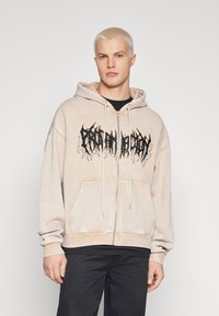 YOURTURN - WASHED ZIP-HOODIE UNISEX - Cipzáras pulóver - tan Miniatűr kép 1