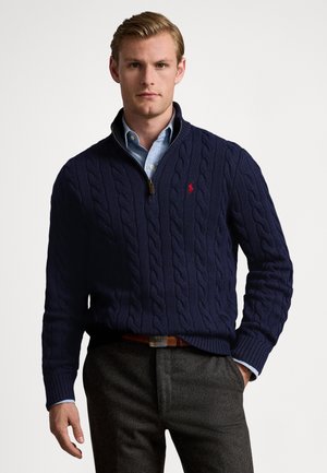 Polo Ralph Lauren CABLE-KNIT COTTON QUARTER-ZIP SWEATER - Pullover - hunter navy
