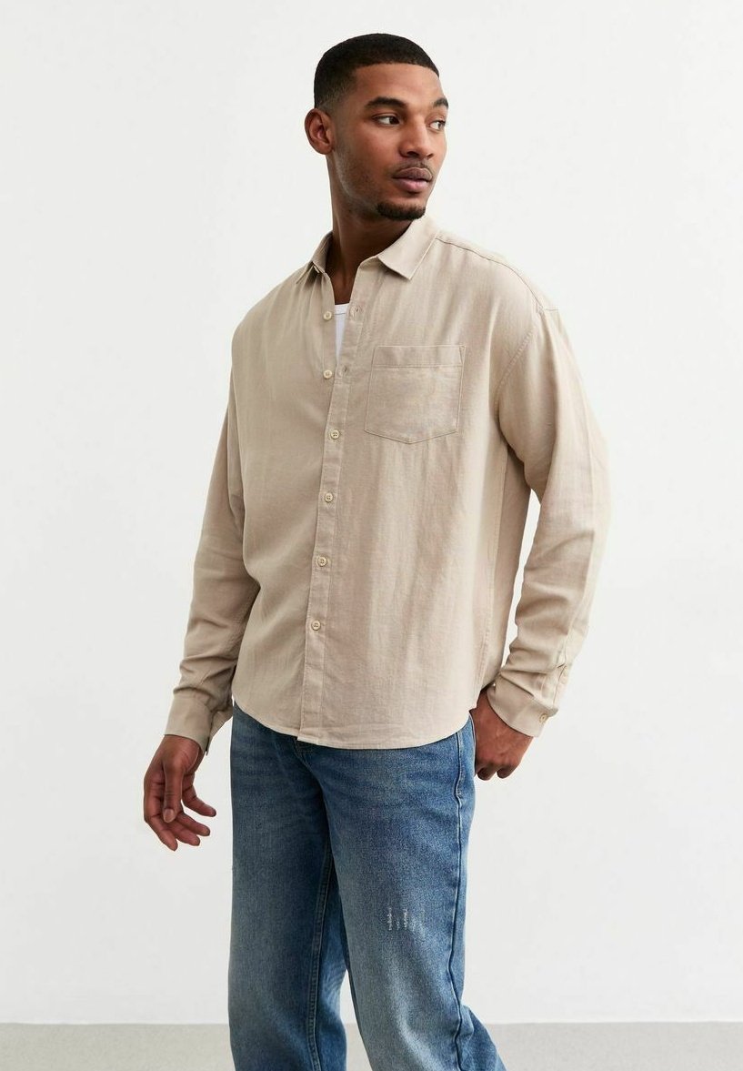 New Look RELAXED LINEN BLEND - Shirt - stone - Zalando