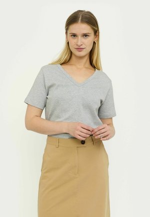 BELLA V-NECK  - Tricou basic - grey melange