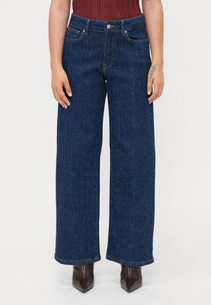 ONLELLA MID WAIST - Široké nohavice - dark blue denim