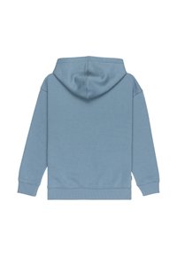 Sweat à capuche bleu clair au design convivial, doté d'une capuche avec cordon de serrage, de poignets et d'un ourlet côtelés. Tissu doux avec une texture lisse.