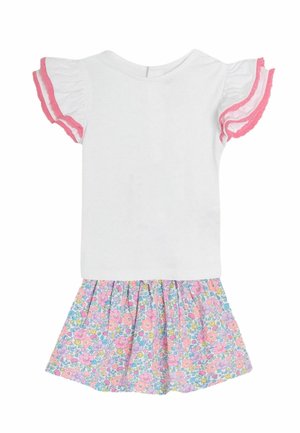 REGULAR FIT - 2-PIECE DOUBLE FRILL SLEEVE SET  - Skladaná sukňa - coral pink floral