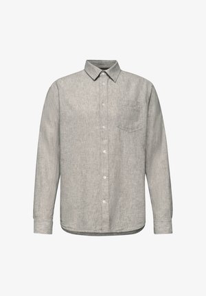 Street One MEN, LONG-SLEEVE SHIRT MADE OF LINEN BLEND, szary