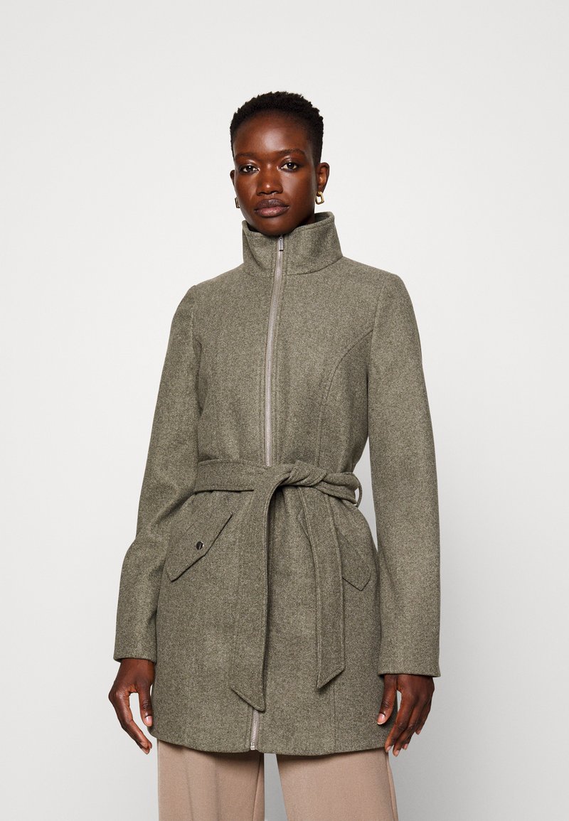 Vero Moda Tall VMPOPALLY ZIP JACKET - Κοντό παλτό - peat melange