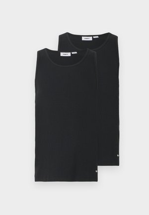 Zwarte tanktops in een set van twee. Gemaakt van geribbelde stof, met een ronde hals en een merklabel op de zoom. Standaard pasvorm, zonder zichtbare patronen.