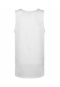Witte mouwloze sporttop gemaakt van ademende, gestructureerde stof met een ronde hals en een gladde zoom. Ideaal voor sportieve activiteiten.
