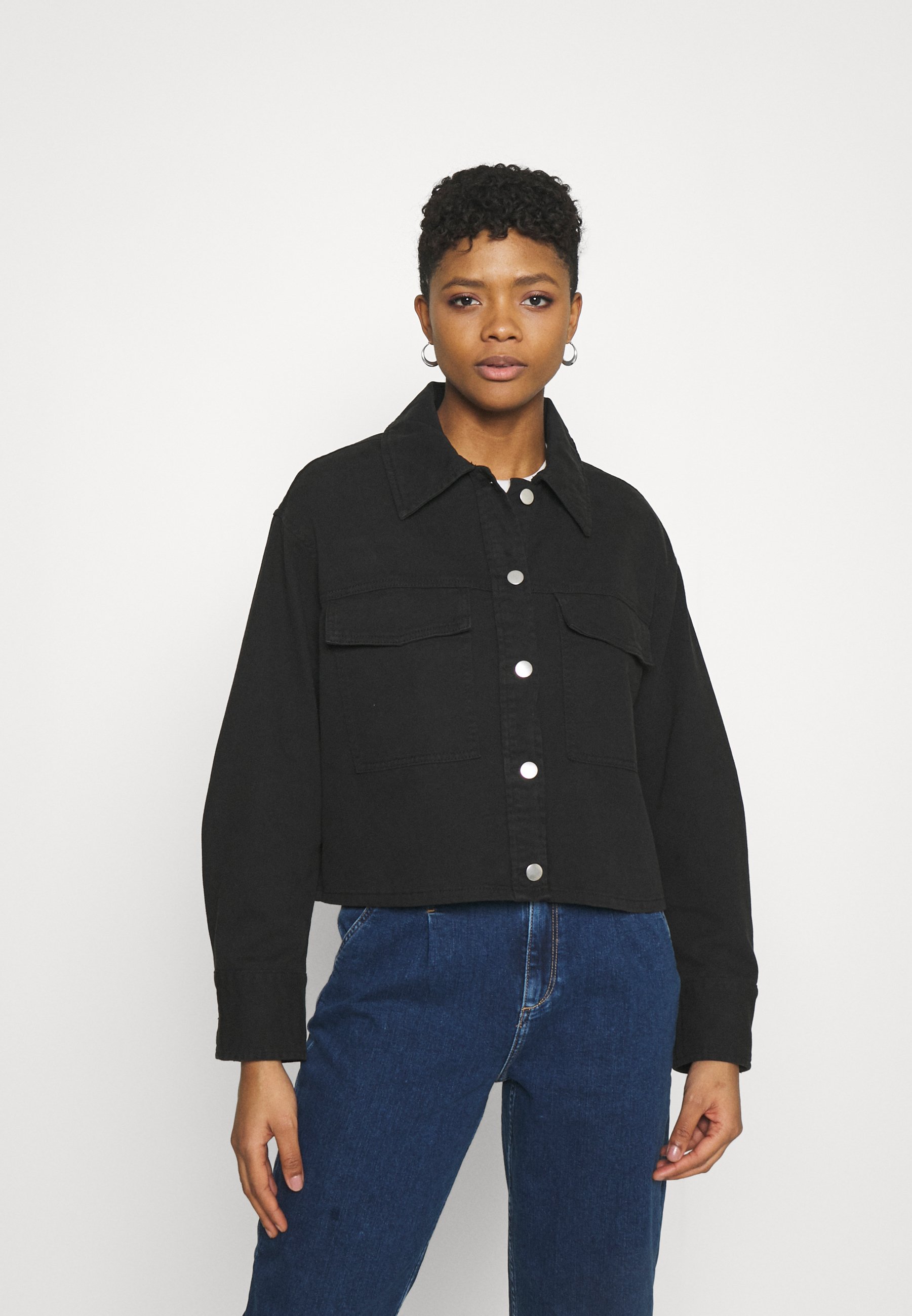 monki black denim jacket
