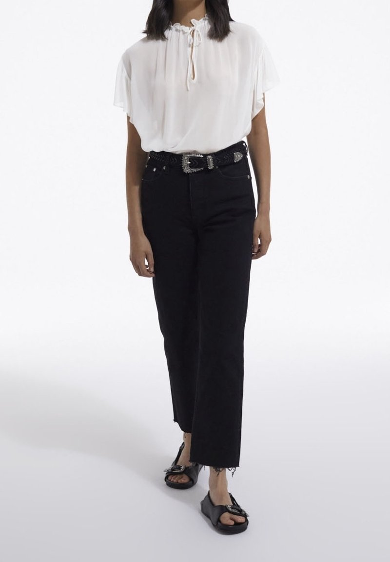 Blouse Blanche THE KOOPLES Avec Dentelle - Taille L, Col Cheminée, Occasion Très Bon état