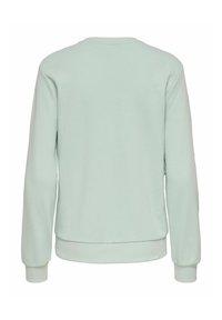 Mintgrønn sweatshirt med rund hals, lange ermer og ribbestrikkede mansjetter og kant. Laget av myk, teksturert stoff, ensfarget design uten mønstre.