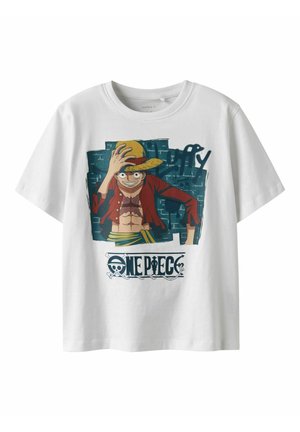 NKMJOB ONEPIECE NREG SS TOP NOOS VDE - Marškinėliai su spaudiniu - bright white