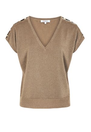 Morgan, MORGAN MORGAN OVERSIZED V-NECK SWEATER - T-shirt con stampa - taupe