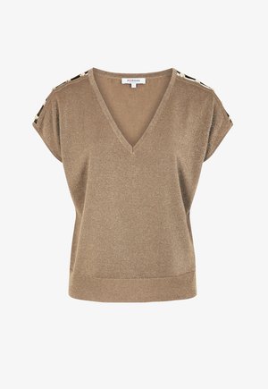 Morgan, MORGAN MORGAN OVERSIZED V-NECK SWEATER - T-shirt imprimé - taupe
