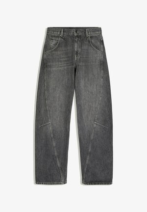Bershka, LOW-RISE - BARREL JEANS - Wide leg - mottled dark grey
