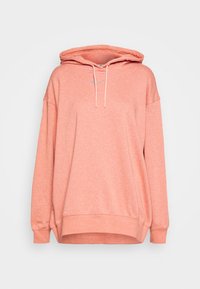 Rosa hoodie i avslappnad passform, med dragsko i huvan och långa ärmar. Texturerat tyg med en subtil melerat mönster och prägling av logotypdetalj.