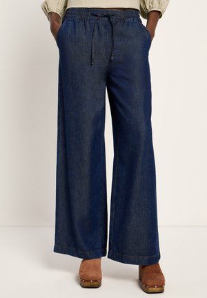 MIT KORDELZUG - Flared Jeans - dark blue denim