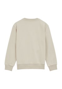Beige sweatshirt med rund hals, ribbade ärmslut och nederkant. Tillverkad av ett mjukt, texturerat material. Enkel, odekorerad design.