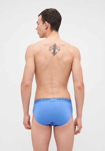 Blaue Baumwollunterwäsche mit einem schwarzen "Polo Ralph Lauren"-Logo-Bund, im engen Schnitt und mit einer glatten, strukturierten Oberfläche.