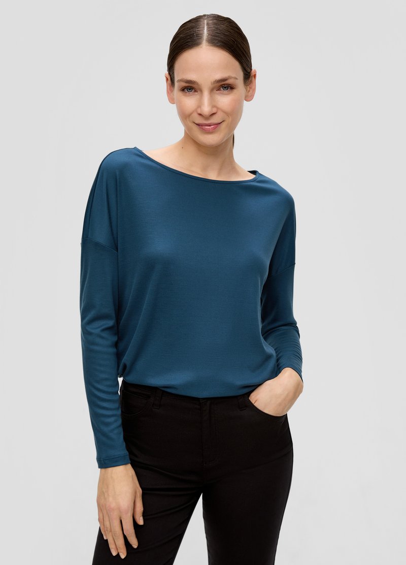 s.Oliver BLACK LABEL LANGARM MIT ÜBERSCHNITTENEN SCHULTERN - Langarmshirt - dunkles türkis