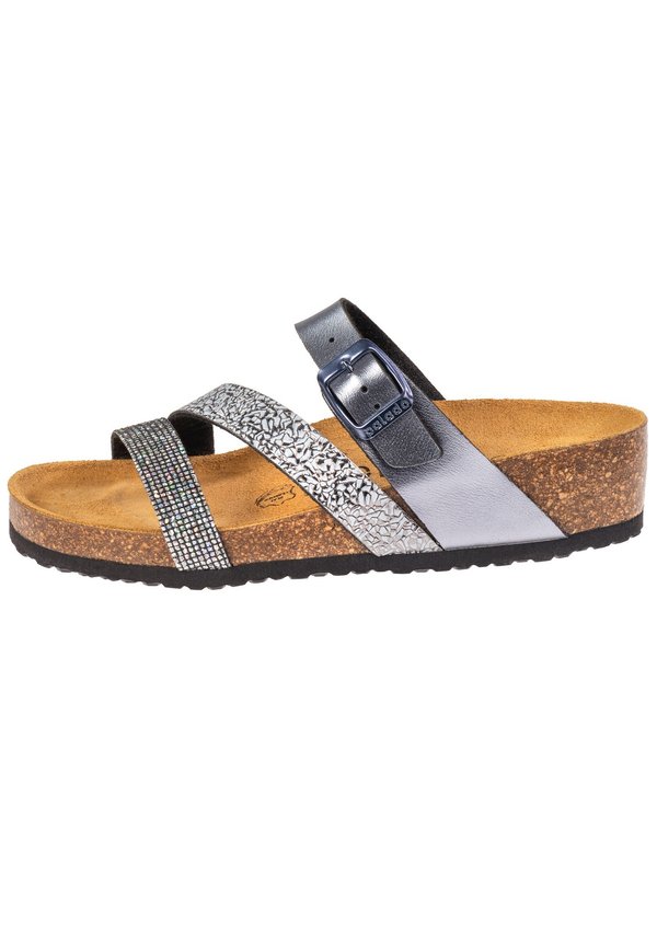 KOS - Pantolette flach - mettalic silber