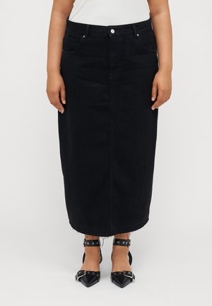 CARNELIA MAXI SLIT SKIRT - Denim skirt - washed black