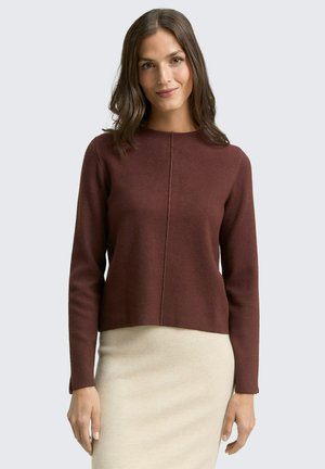 PULLOVER MIT STEHKRAGEN - Pullover - dark pecan brown melange