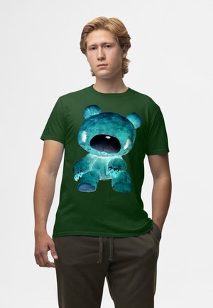 Henry Tiger, GLOOMY BEAR THE NAUGHTY GRIZZLY NEGATIVE SPOOKY HALLOWEEN ANIME - Triko s potiskem - forest green