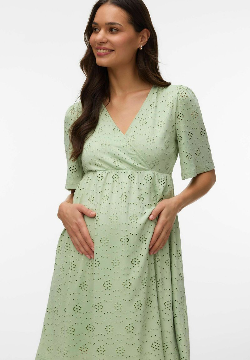 mamalicious green dress Mama.licious Mamalicious Maternity Mini Smock T-shirt Dress In Khaki-green